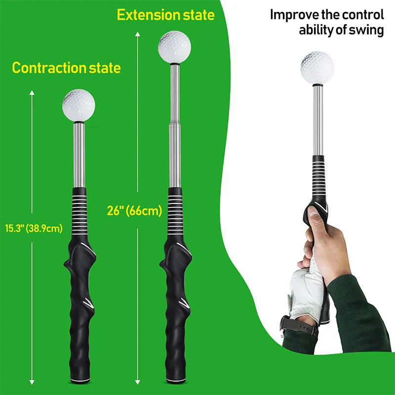 Rhythm Click Sound Telescopic Golf Swing Trainer Correcting Gesturer Training Aid For Strength and Rhythm Training Practice