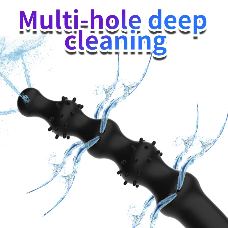 Silicone longo 50cm contas anais bidé anal sprinkler enema limpeza chuveiro chuveiro cônico douche bocal lavagem vaginal acessórios do banheiro