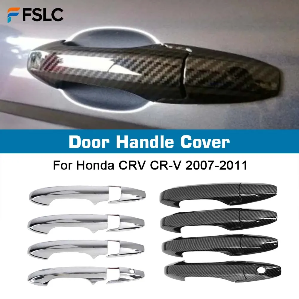 

⭐Genuine⭐ Door Handle Cover For Honda CRV CR-V 2007 2008 2009 2010 2011 Quality Chrome Carbon Fiber Trim Sticker Accessories