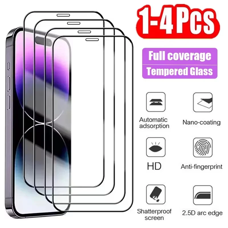 

1-4PCS 9D Full Cover Tempered Glass For Samsung Galaxy A16 5G A26 A15 A14 A13 A12 A25 A24 A23 A22 A21s A20 A30s Screen Protector