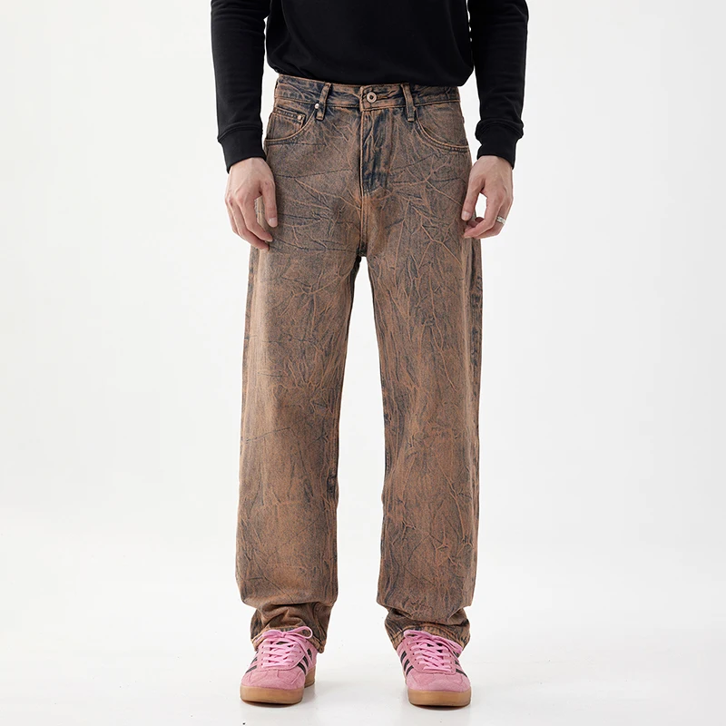 

Mens Jeans Brand Wide Leg Men Baggy Pants Loose Fit Vintage Casaul Male Denim Pants Retro Blue Streetwear 2024 Autumn New