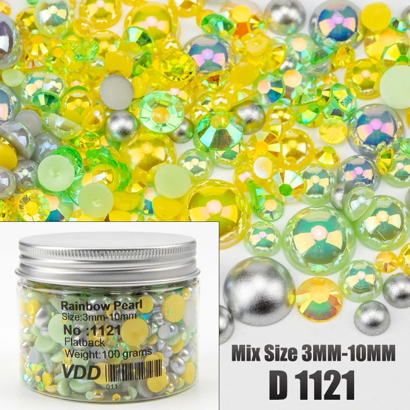 VDD 30/60/100/200g Großhandel Gemischte Größen ABS Halbrunde Perlen Flache Rückseite Perlen Farbige Harz-Strasssteine für Nagelkunst, Basteln und DIY-Dekoration – Detail 27
