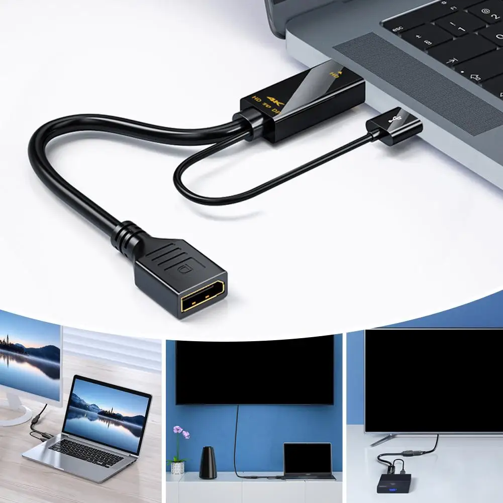 19/180cm HDMI-compatible To DisplayPort Cable Display Adapter Supports 4K@60Hz For Computer, For PS4 Monitor Connector T3X9