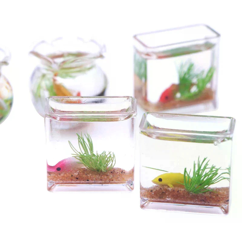 1Pc 1:12 Poppenhuis Miniatuur Aquarium Simulatie Aquarium Home Decor Speelgoed Poppenhuis Accessoires