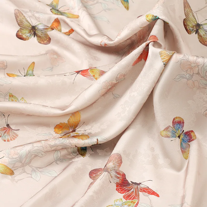 

Двойная летающая жаккардовая ткань Xiangyun Sha с бабочкой для платья Cheongsam Hanfu, женская модная текстильная летняя ткань