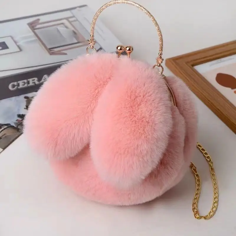 

Children's small shoulder bag, exquisite and versatile, cute chain, rabbit ear female bag, soft