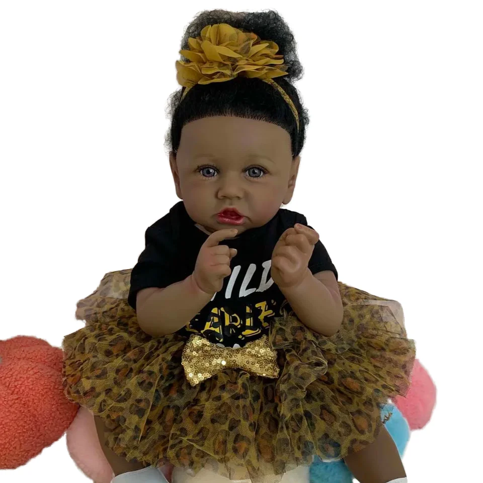 Reborn Baby Dolls Realistic Black Girl High Quality Gift for Children African American Cotton Reborn Baby Dolls Soft