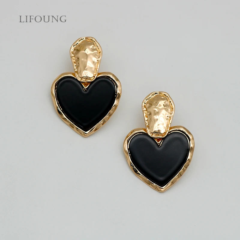 Heavy Metal Black Beads Heart Earrings For Women New Arrival Designer Trendy Drop Fashion Jewelry Party Gift Accessories 2022157