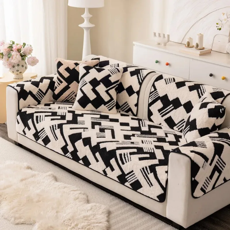 1pcs Winter Warm Plush Sofa Cover Couch Durable Dustproof Chair Pad Anti Cat Scratch Seat Cushion