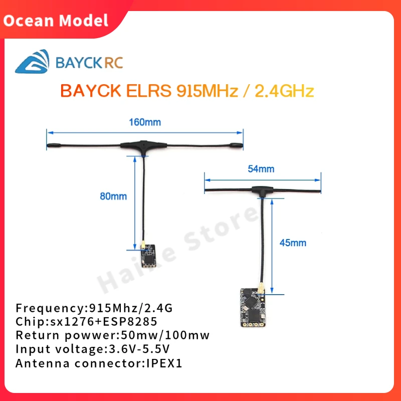 BAYCK ELRS 915MHz / 2.4GHz NANO ExpressLRS Receiver with T type Antenna Support Wifi upgrade for RC FPV Traversing Drones Parts