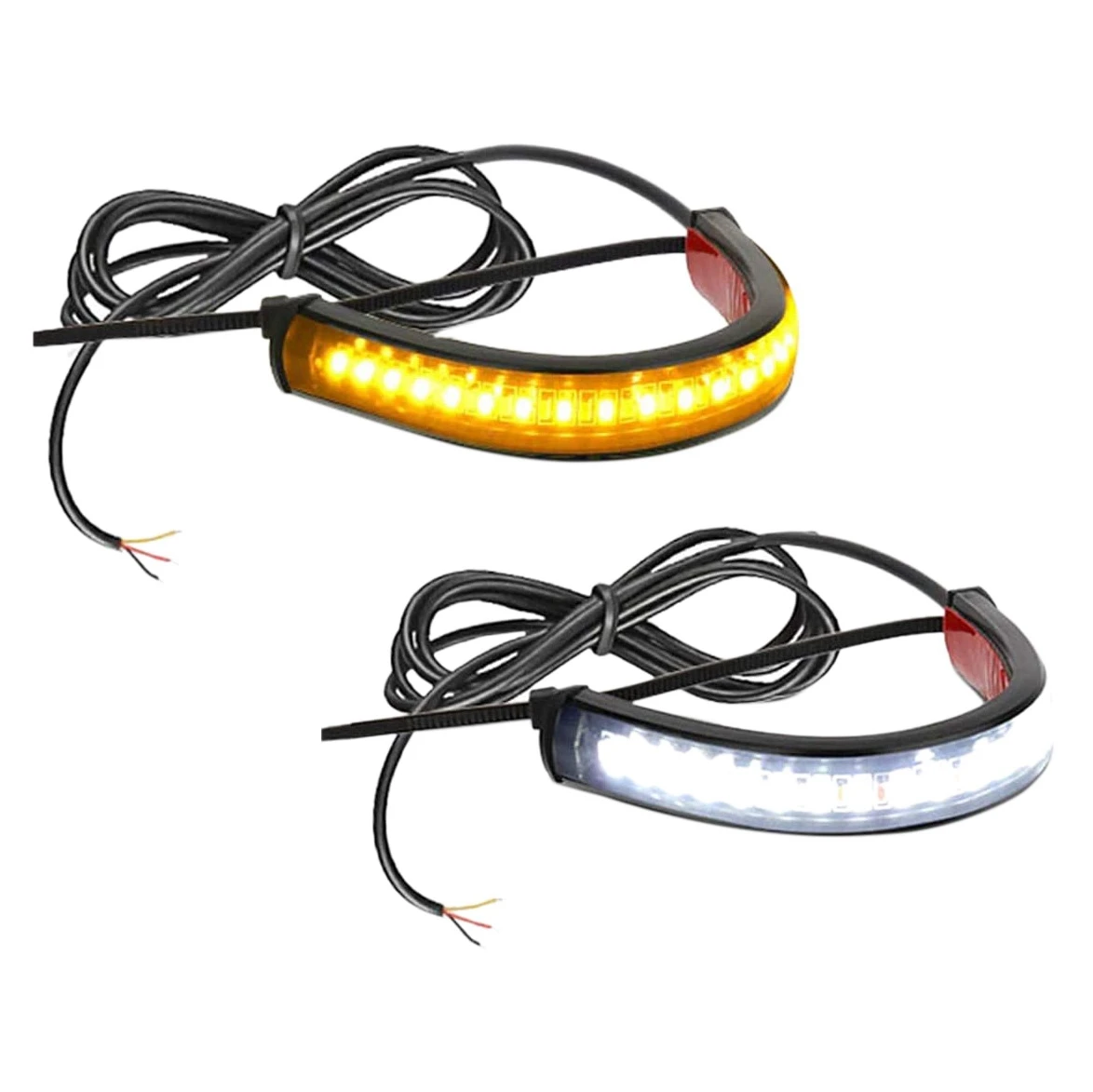 2PC Flexible Switchback Dual-Color Motorcycle LED Fork Turn Signal Blinkers DRL Daytime Running Light