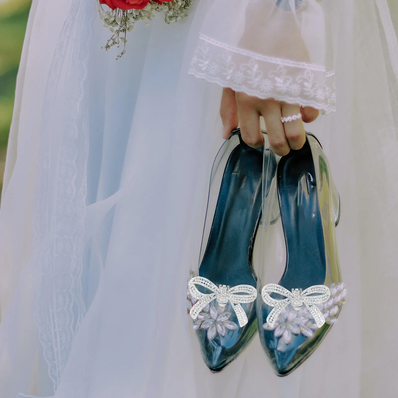 

Shoe Buckle Decorative Clips for Shoes Flower Crystal Buckles Flats Rhinestones Bridal Bowknot