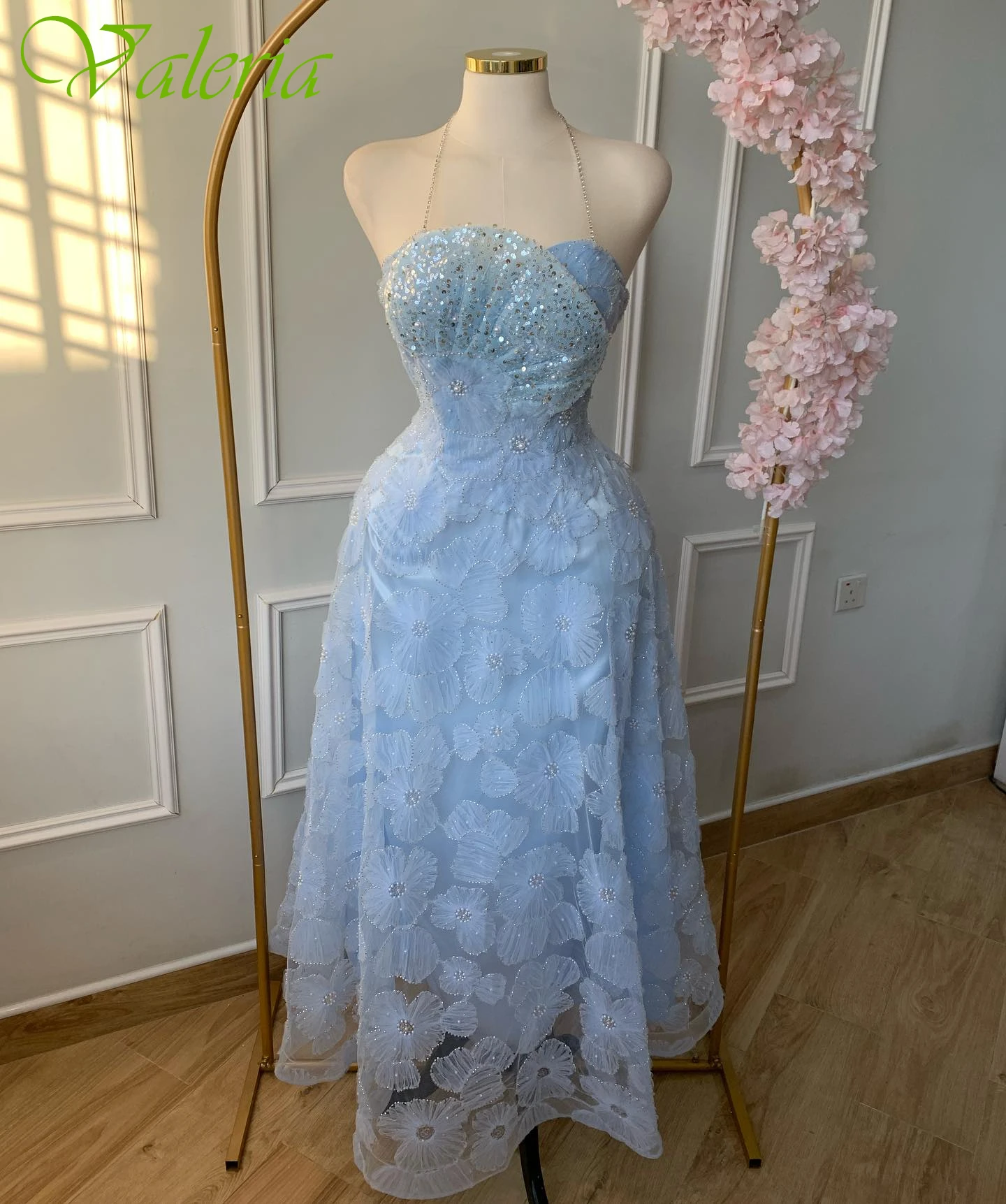 

Customized A-Line Halter Sleeveless Elegant Evening Dress Delicate Bespoke Occasion Gowns Temperament Classic Party Dress