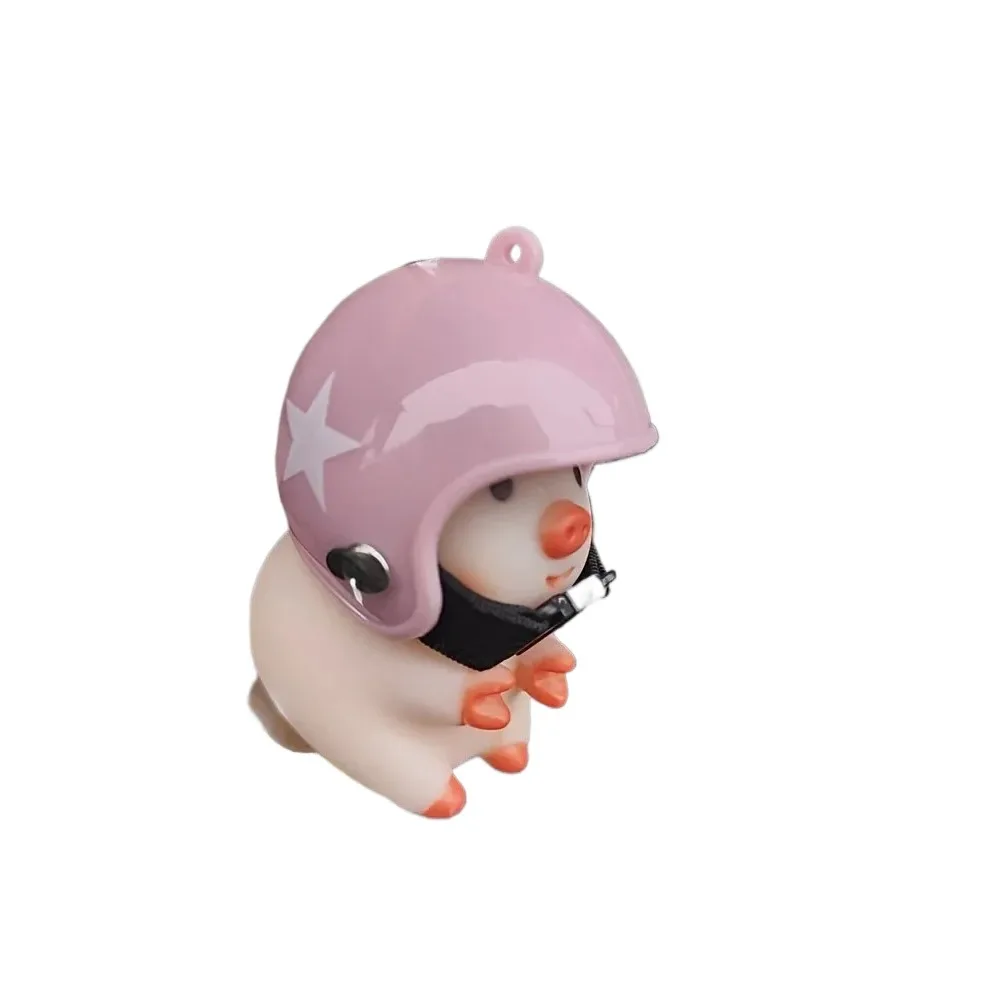 Cute little pig decoration wearing a helmet, pig car figurine, motorcycle and bicycle figurines. image 5