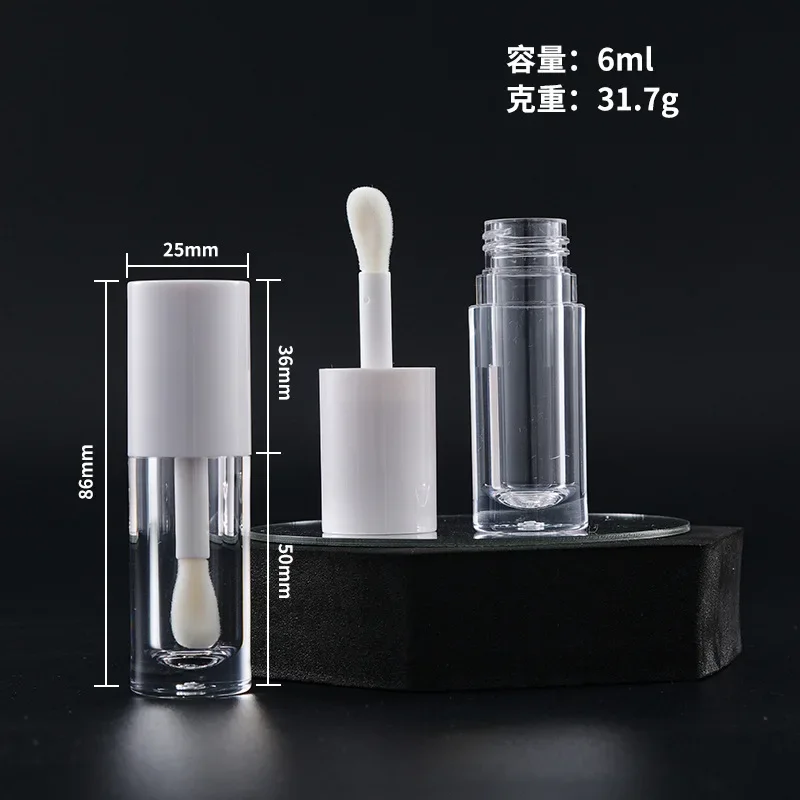 6ML Hollow Tube Thumb Brush Thick Rod Large Bristle Brush Head Lip Glaze Hollow Tube Lip Gloss Eyeliner Mascara Hollow Tube