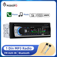 Podofo 1 Din Bluetooth Autoradio SD Radio Car 12V MP3 Player AUX-IN Car Stereo FM USB Audio Stereo In-dash Radio Coche