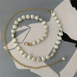 New Women's Belt, Shell Pearl Waist Chain Decorative Women's Thin Metal Belt, Hundred Matching Dresses Women Belt
