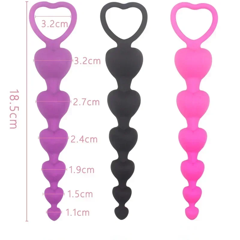 New Heart beads Soft Anal Plug anus Toys Big Balls Silicone G-Spot Stimulating Butt Plugs Adult Sex Toys For Couple / Women/men