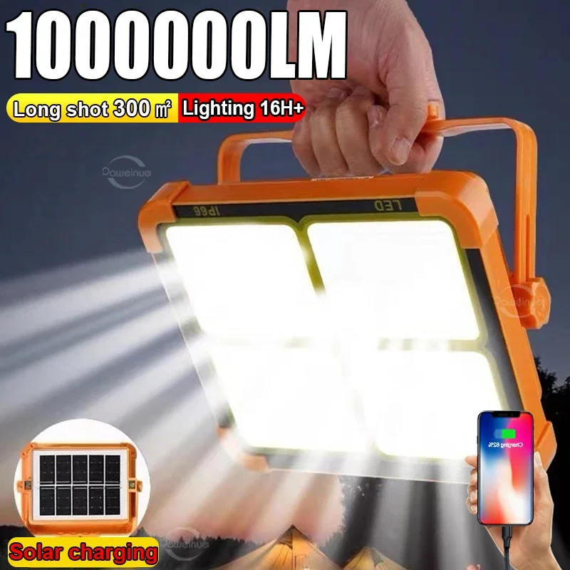 

NEW 20000mAh Solar Rechargeable Camping Lantern High Power Bank LED Tent Light Powerful Magnet Flashlight Repair Emergency Lamp