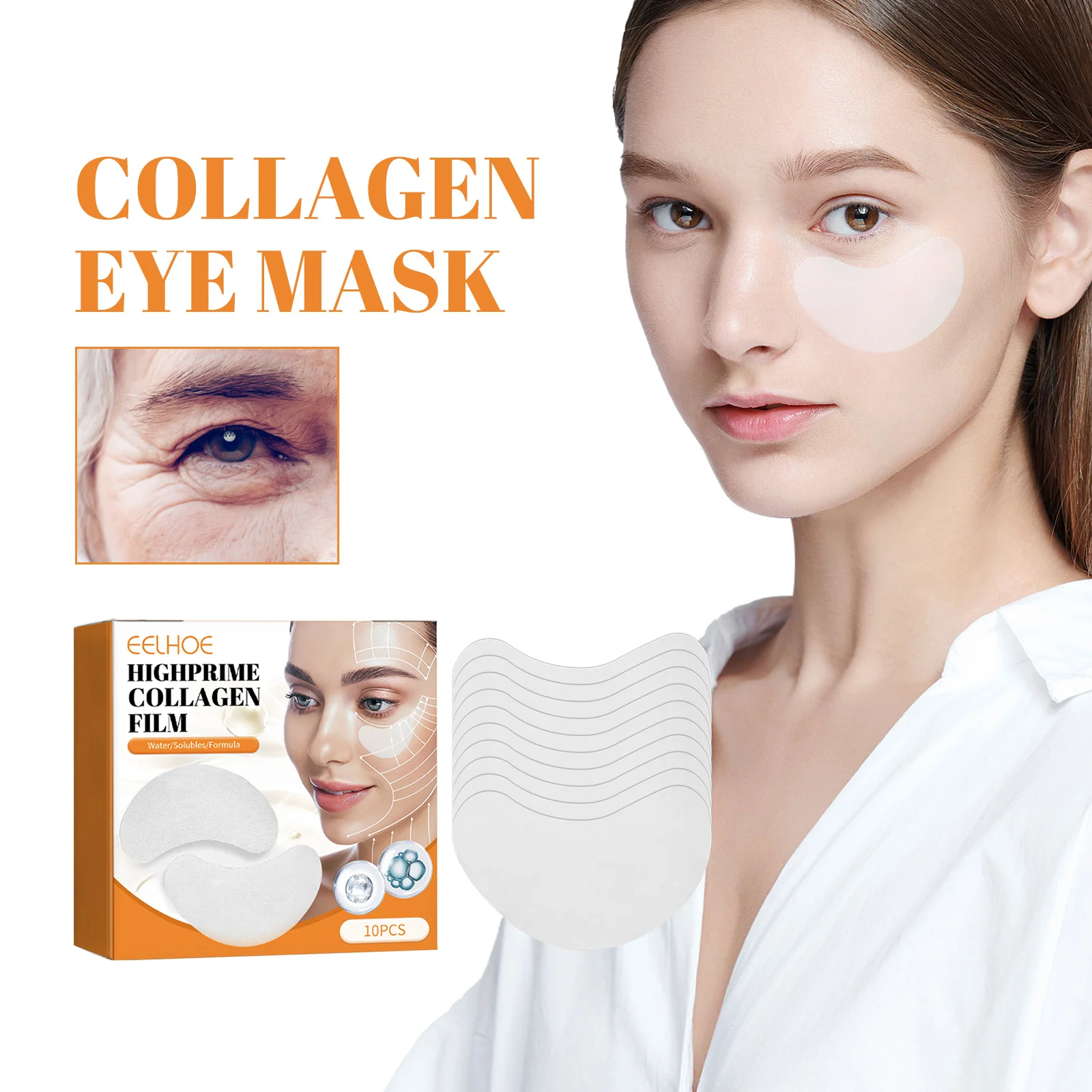 Collageenfilm Korea Collageen Oplosbare Pleisters Film Anti Veroudering Oogmasker Rimpels Verwijderaar Hydraterende Face Lifting