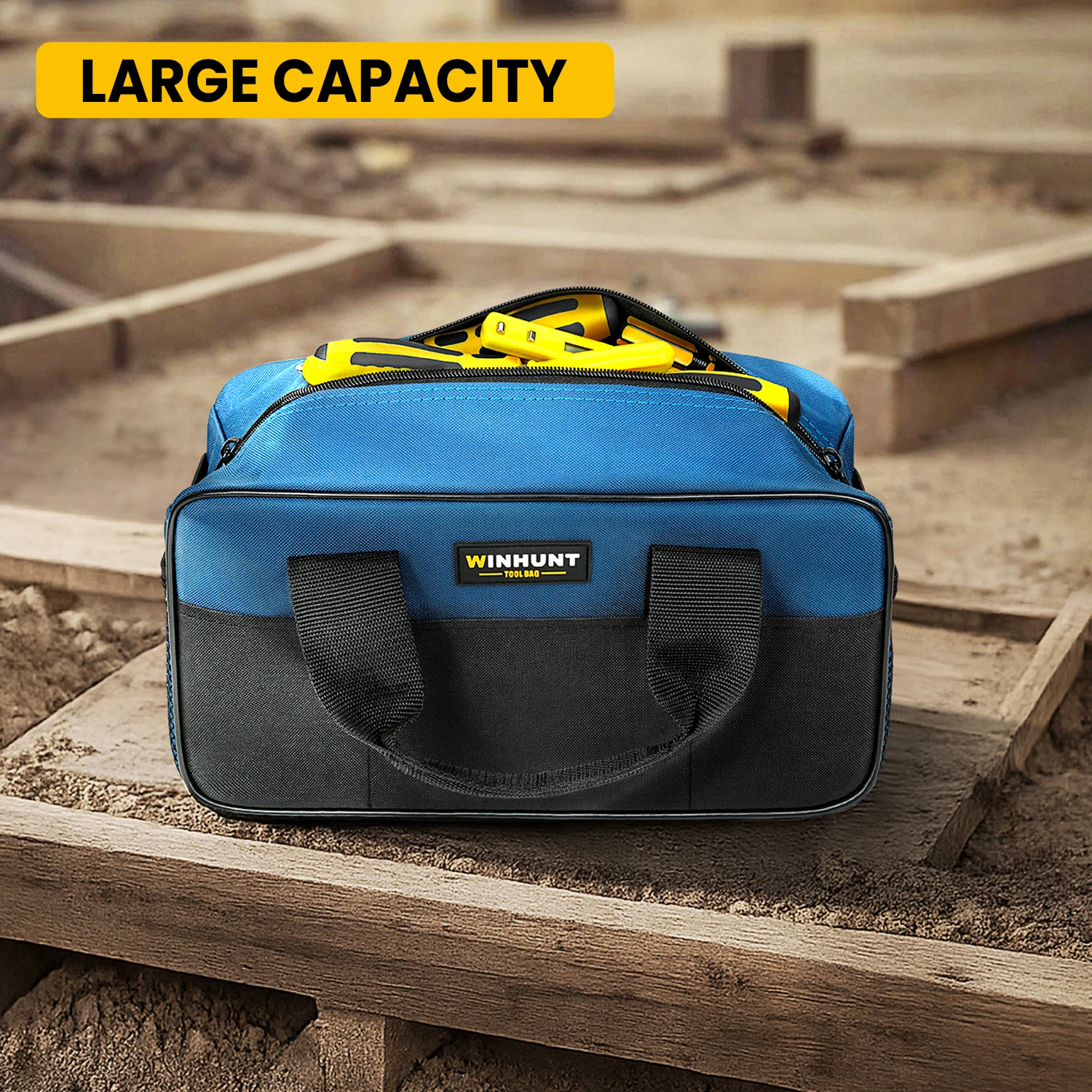 Tool Bag, Heavy Duty Storage Organizer with Multiple Pockets, 14 Inch Small Tool Tote Bag, Wide Mouth For Man/Woman