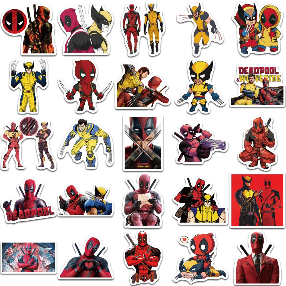 50PCS Deadpool 3 Wolverine Stickers Cool Marvel Movie Decals Waterproof Graffiti Toys For Kids DIY Motorcycle Phone Laptop