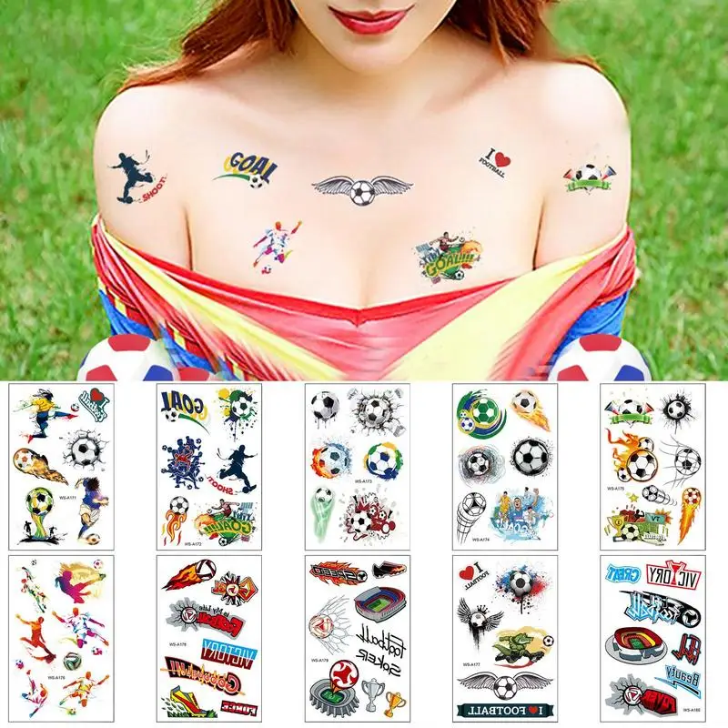 Football Team Stickers Soccer Decals Sports Stickers Football Team Decal 10 Pcs Water Bottle Stickers Body Stickers Waterproof