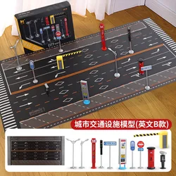 12Pcs/Set Mini Simulation Road Traffic Infrastructure Model Diy Building Sand Table Parking Scene Layout Materials Diorama Kits