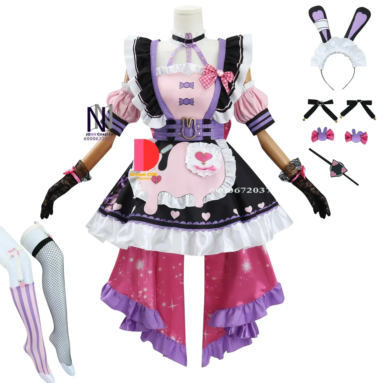 VTuber Maria Marionette Cosplay Costume with Wig Dress for Women 2nd Outfit Uniform Stockings Bag Headband Halloween Party Prop