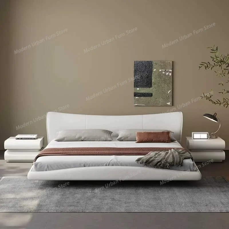 Vintage Designer Double Bed Style Luxury Italian Full Size Queen Double Bed Floor Wood Trendy Cama De Casal Postmodern Furniture