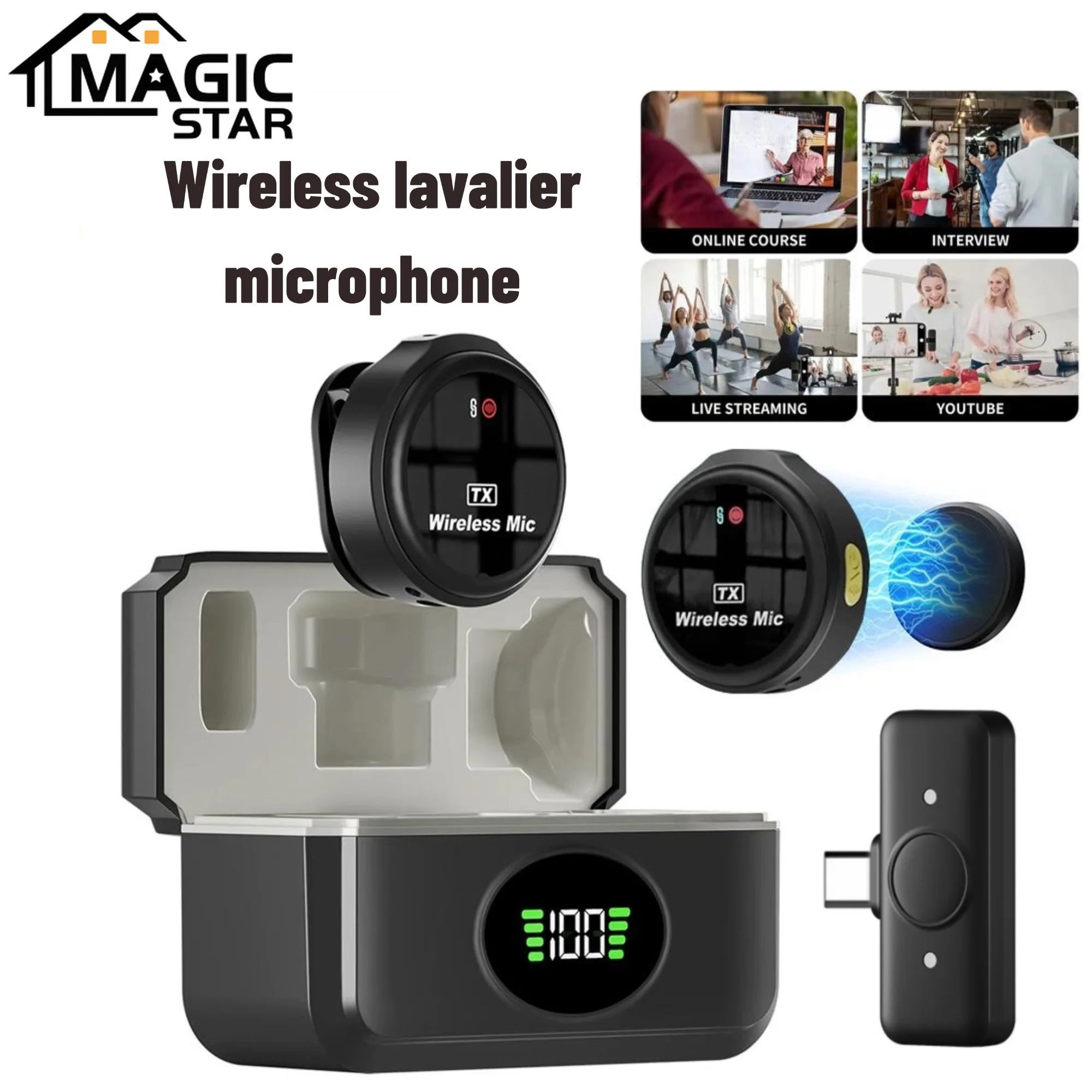 Wireless Lavalier Microphone for IOS/Android Devices, Plug and Play,noise-canceling Lavalier Microphone for Video Recording Vlog