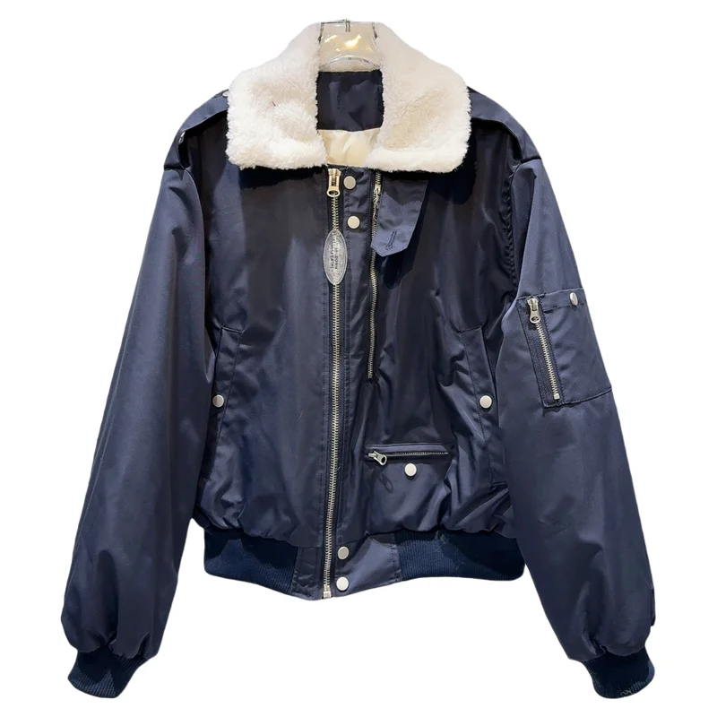 Trendy Winter Cotton Jaet Women's Warm Fce Lined Stand Collar Zipper Closure ort Outerwear Straight Cut Commute Sle