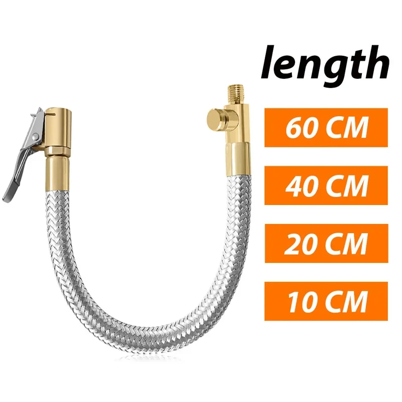 Flexible Tire Valve Stem Extender Hose Quick Lock Air Chuck Inflator Adapter for Car Motorcycle Bike