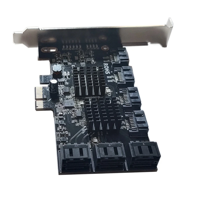 NEW-PCI-E kartu ekspansi SATA PCI-E 1X ke 10-Port SATA3.0 kartu ekspansi 6Gbps kartu penambangan PCIE-SATA Desktop