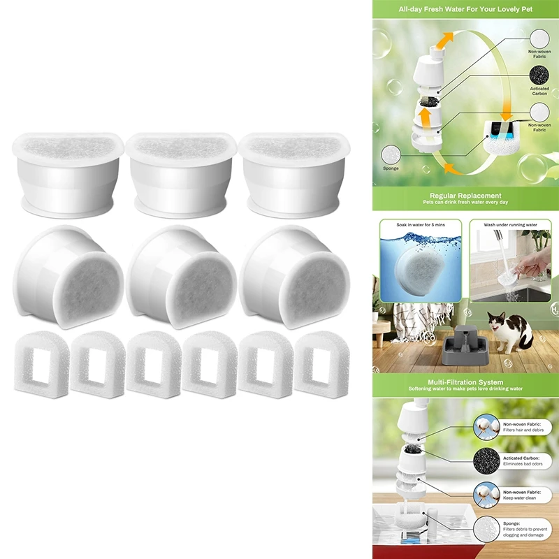 Water Fountain Filters &Foam For Petsafe Ceramic Avalon Butterfly Sedona Cat Fountain Automatic Water Bowl Filters