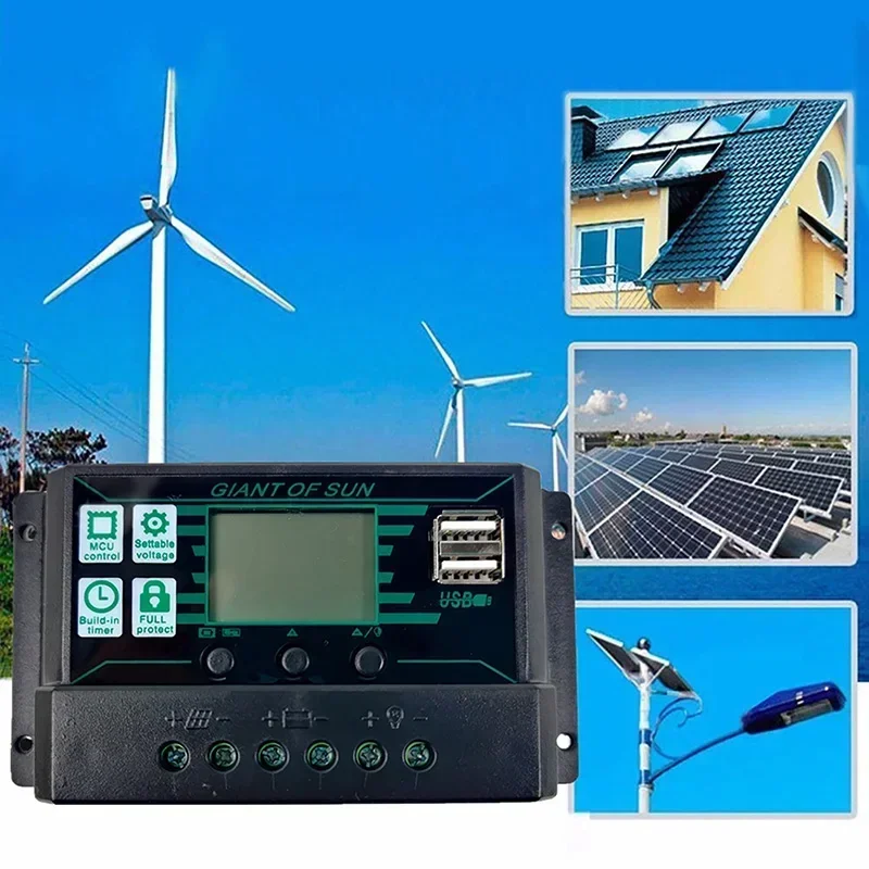 10/20/30/40/50/60/70/80/90/100/150A Solar Controller Digital Display LCD Screen 12V 24V Solar Panels Battery Charge Controller