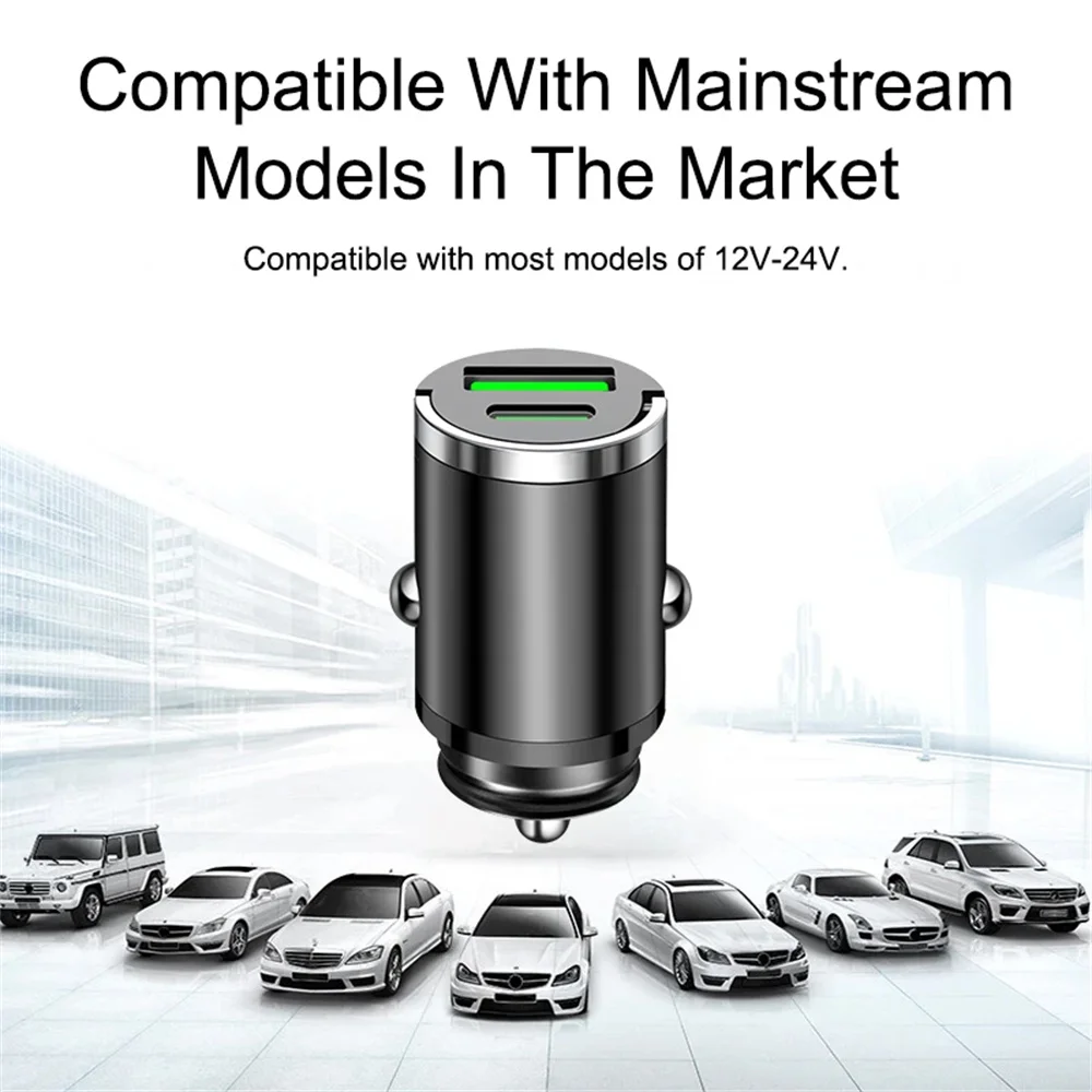 100W/200W QC3.0 PD Mini Car Charger 12-24V Lighter Fast Charging Car USB Type C Charger for Xiaomi Samsung Huawei iPhone Power