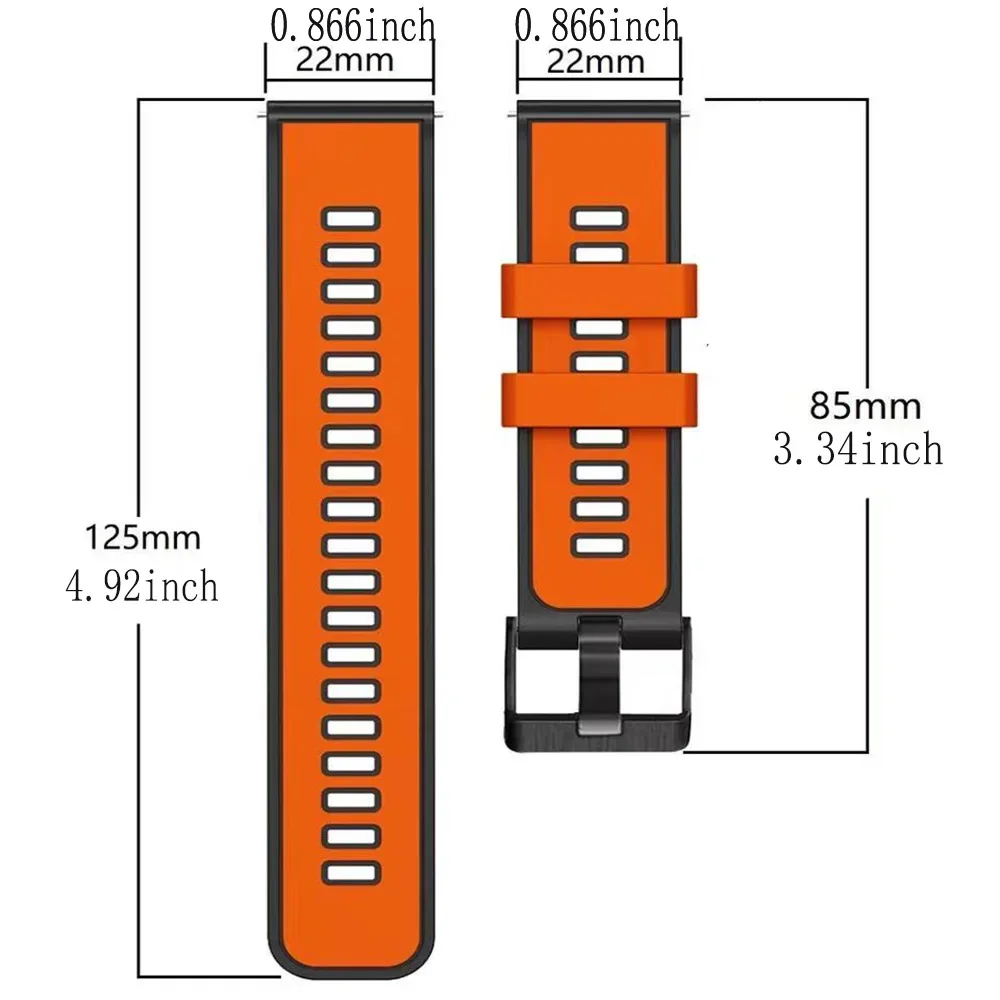 22mm Silicone Strap For Honor Watch 4 Pro/GS 3/GS 3i/GS Pro / Magic Watch 2 46mm Smartwatch Replacement Band Bracelet Watchband