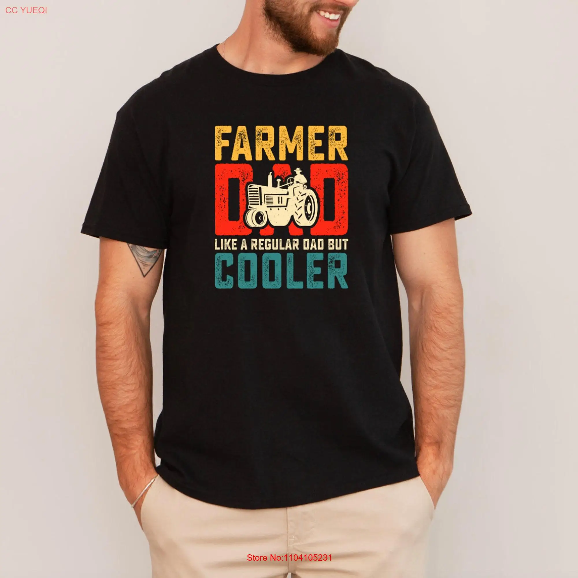 Farmer Dad T Shirt Cool Like a Regular but Cooler Fathers Day For Farm Life Papa long or short sleeves