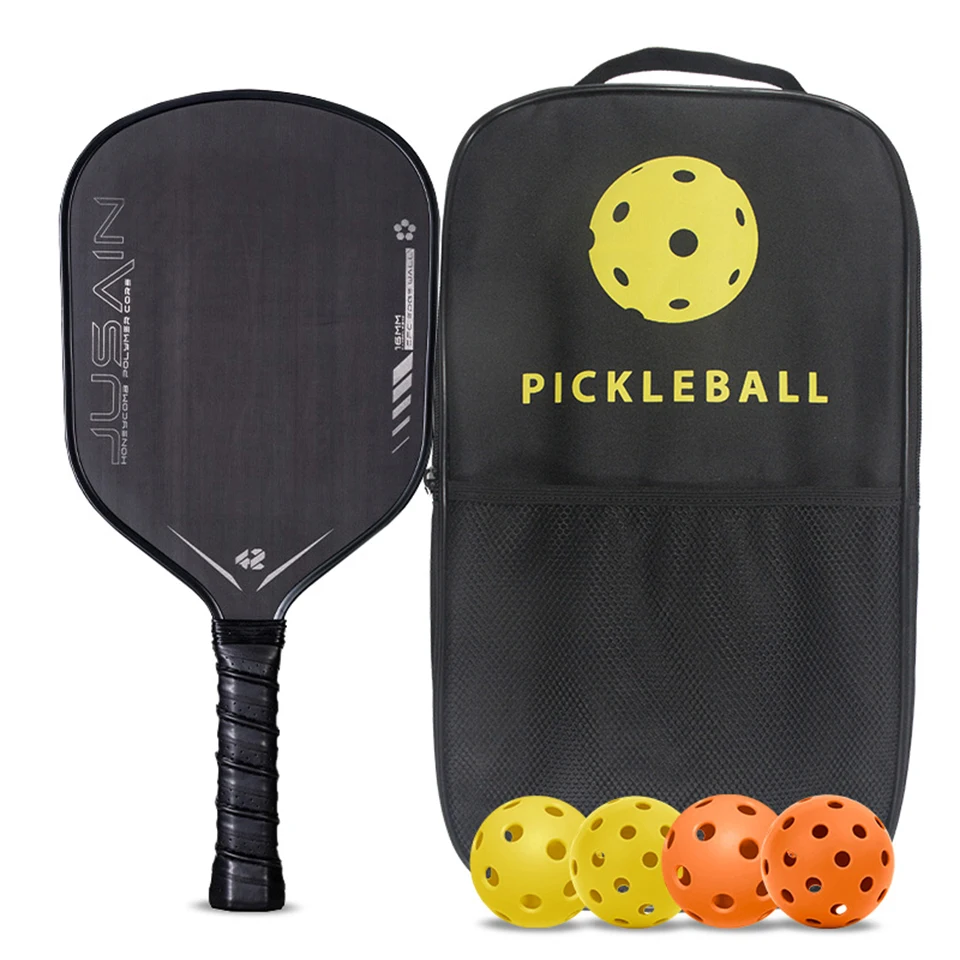 Hot Pressed Integrated Paddle,PTFE Cloth Pattern Frosted Surface,16MM Thickness PP Honeycomb Core Carbon Fiber Pickleball Paddle