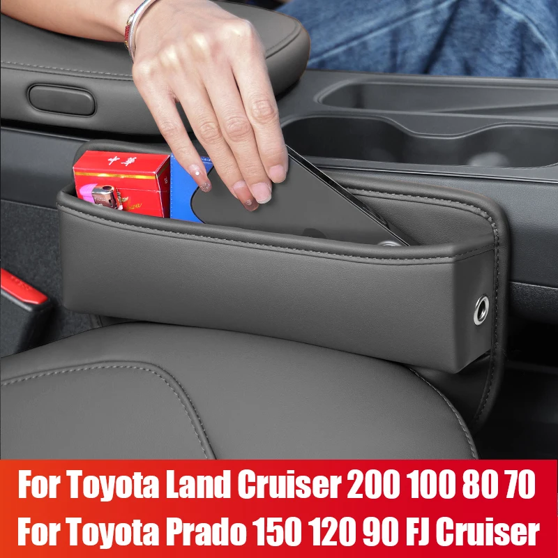 For Toyota Land Cruiser 70 80 100 200 LC100 LC200 FJ Cruiser Prado 90 120 150 Car Seat Gap Storage Pocket Accessories