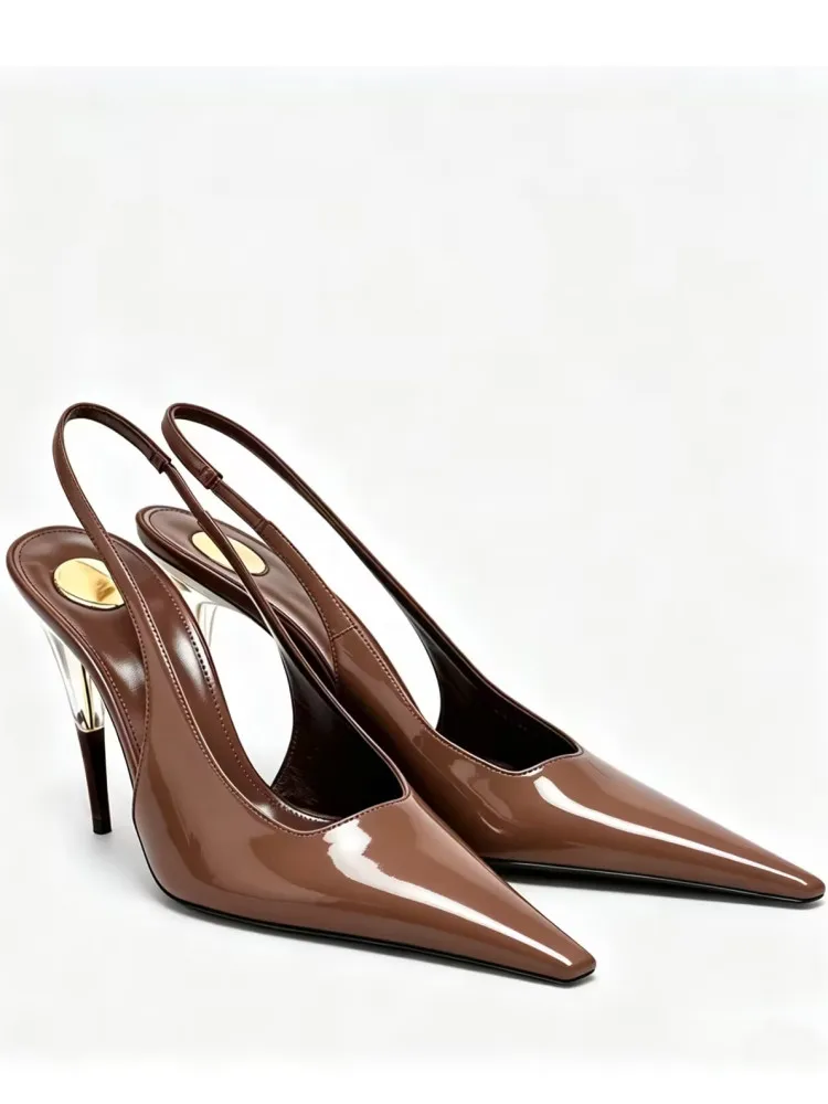 Brown patent leather