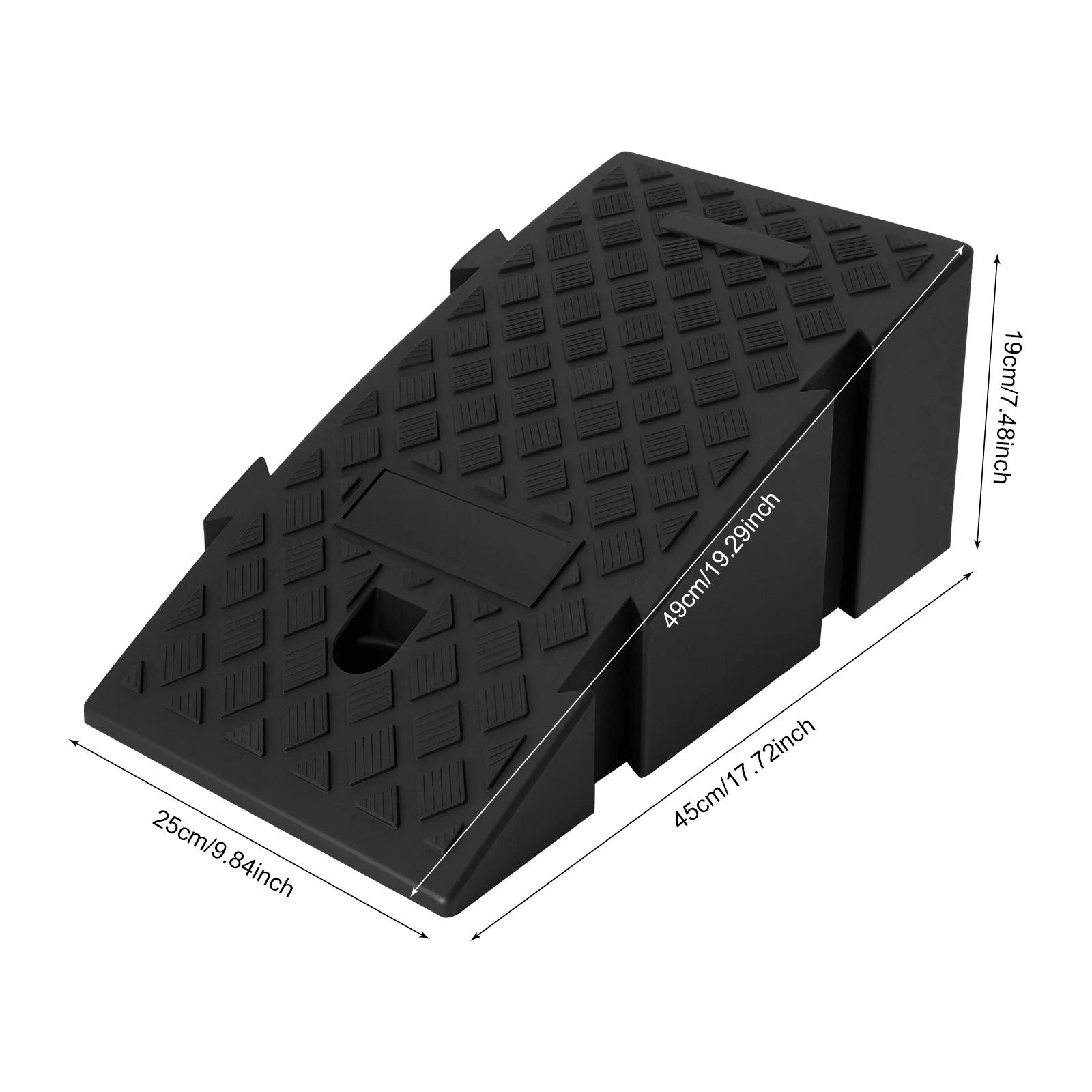 2 stuks auto-oprijplaten, draagbare drempelhelling met antislip oppervlak, 19 cm hoge driehoekige laadplaat voor garage en thuisgebruik
