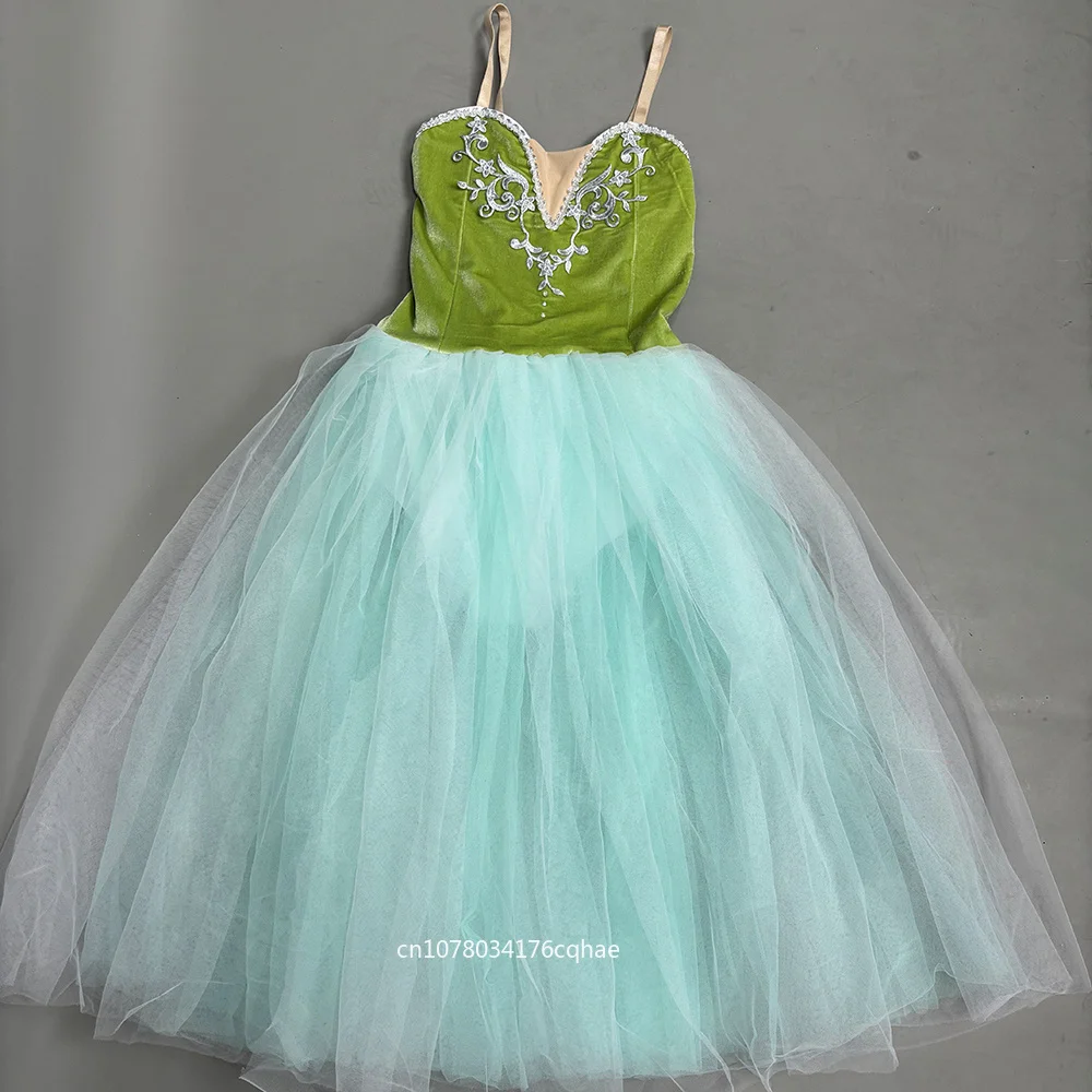 

Girls Romantic Tutus Green Velvet Ballet Dress Children's Performance Ball Gown Kids Professional Ballet Tutu Costume Ballerina