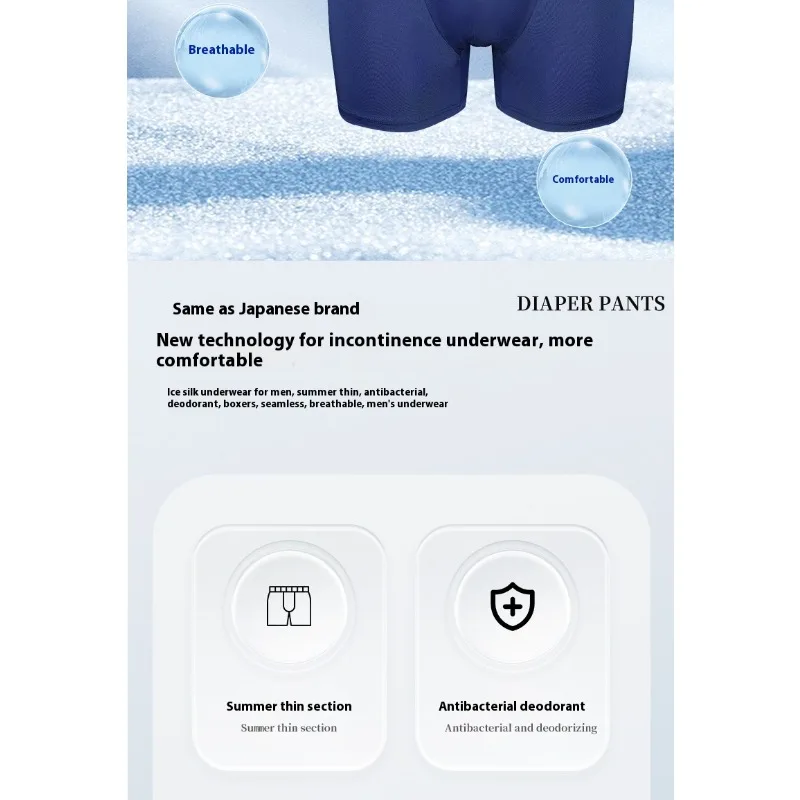 Intimo da uomo anti-perdite 3 strati assorbente ad asciugatura rapida boxer con controllo degli odori morbido elasticizzato confortevole non sfregamento