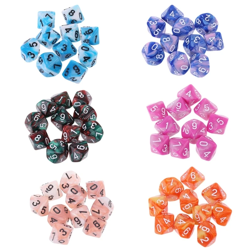 10pcs/set 10 Sided D10 Polyhedral Dices Numbers Dials Desktop Table Board Game Accessories Educational Toys