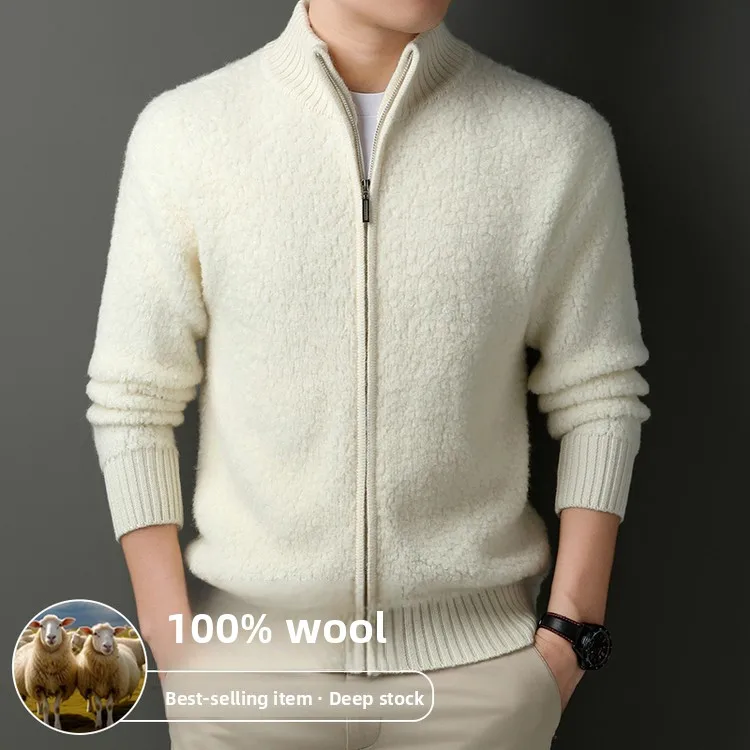 

Men's Winter Casual Knitted Thiened Cardigan Jaet Stand Collar Warm Woolen Sweater Outerwear Trendy Korean Sle Ciwalk