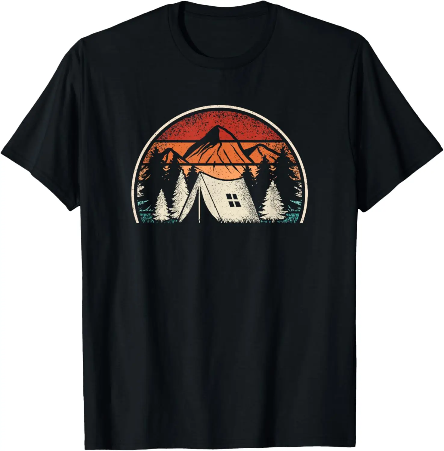 Retro Camping Outdoor Mountain Nature Camper Hiking Men Boys T-Shirt 100% Cotton Trendy Y2K Short-Sleeve Tee-Soft, Quick-Drying,