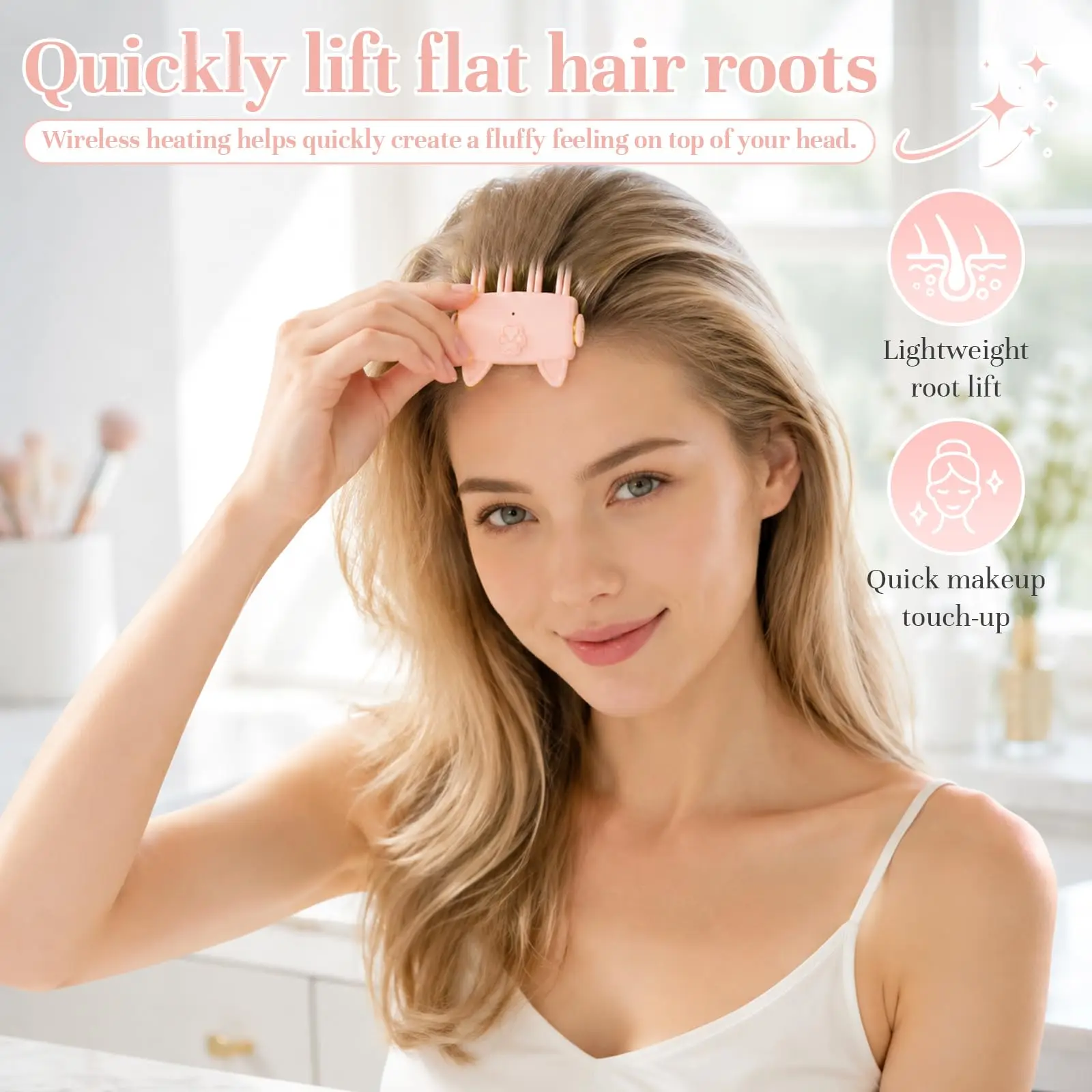 Heated Root Volumizer Hair Clip,Wireless Heated Volumizing Roots Lift Clips Volume Clips,2 Temperature Control Hairs Volume Tool
