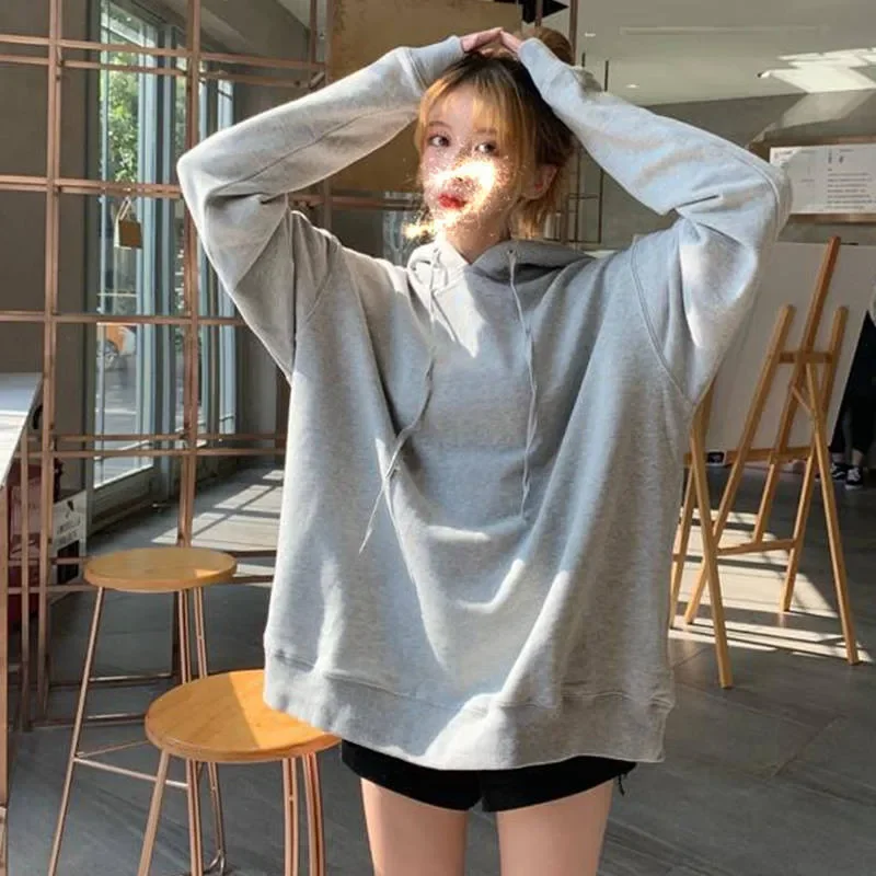 Hip Hop Hooded Funny Korean Style Tops Women Casual O-neck Autumn Long Sleeve Letter Print Hoodies Female Streetwear Girls Tide